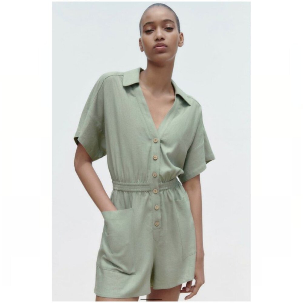 Zara Linen Blend Shirt‎ Style Playsuit